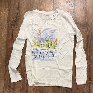 Brand New J Crew White Long Sleeve Graphic Tee